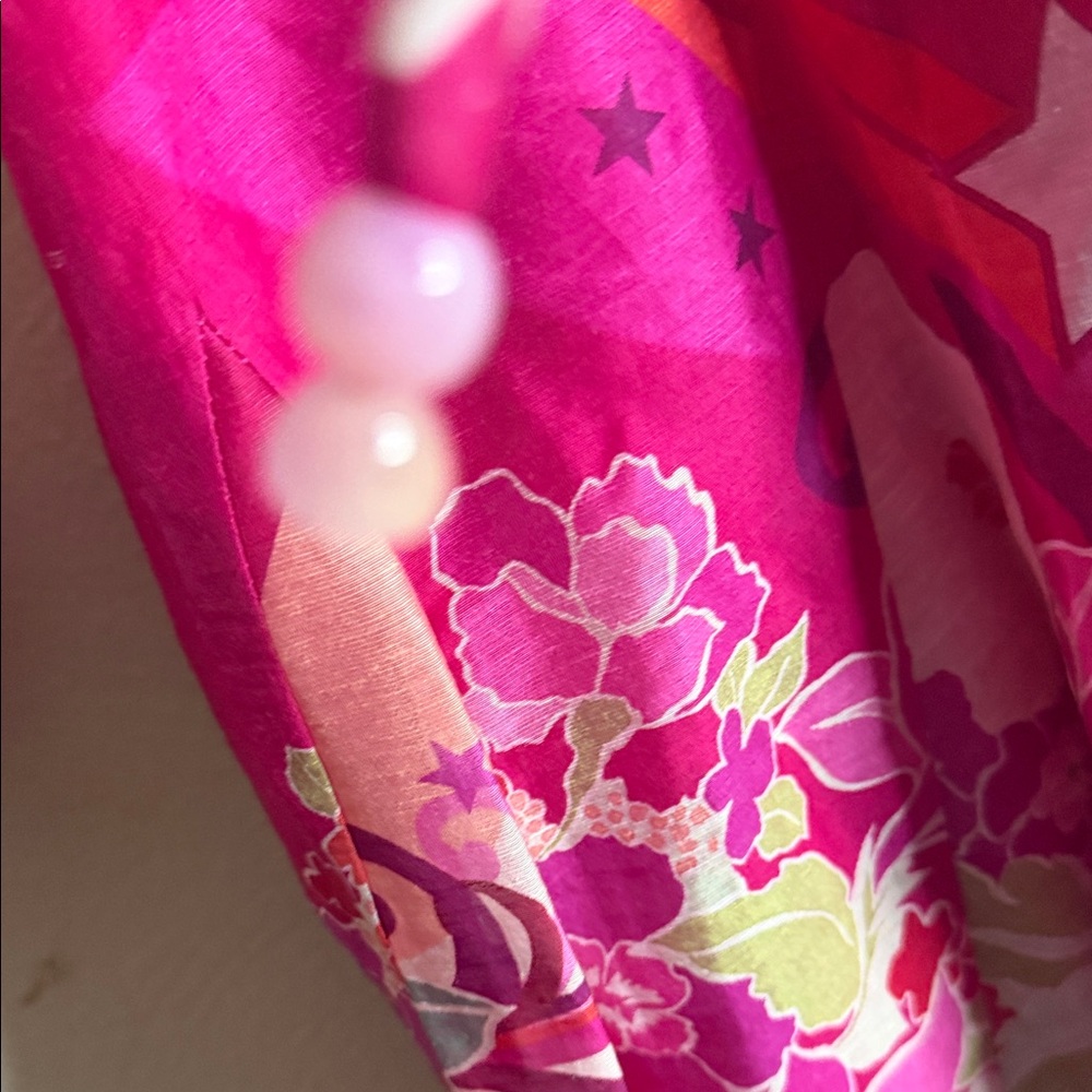 Ciebon Bright Fuchsia Floral Button-Front Midi Dress with Tie Waist - Picture 6 of 12